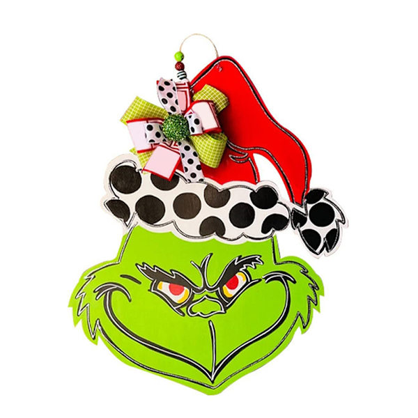 Jul Grinch Trä Dörr Hängande Skylt Gård Veranda Fönster Deko Dot