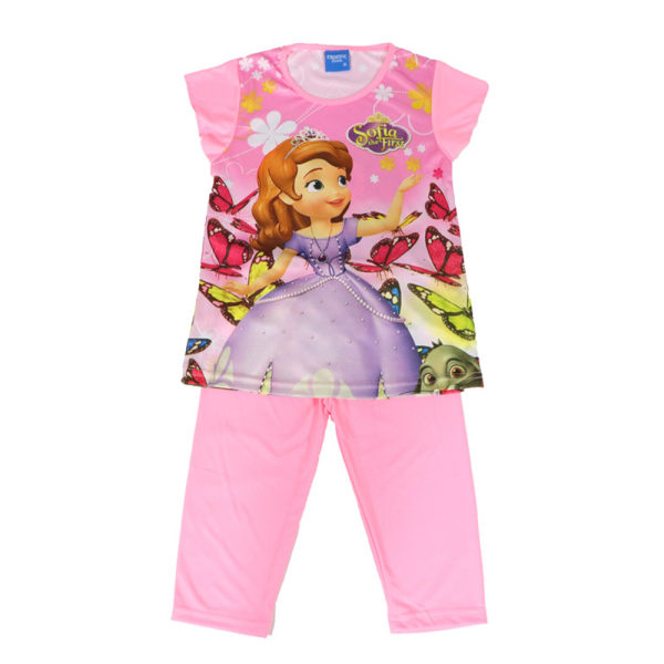 Girls Princess Pyjamas Set T-shirt Byxor Nattkläder Pink A 5 Years