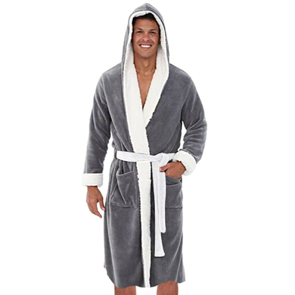 Mellanlång badrock vinterhem 2021 avslappnad tjock varm pyjamas Off-white L