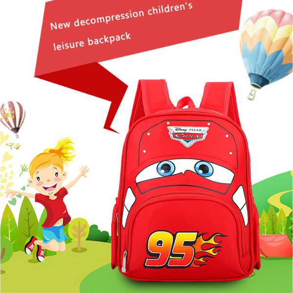 Ryggsäck för barn 3d bilar Tecknad dagis skolväska Red