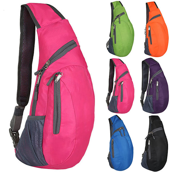 Herrmode hopfällbar utomhus axelväska bröstväska Rose red 42*19*14cm