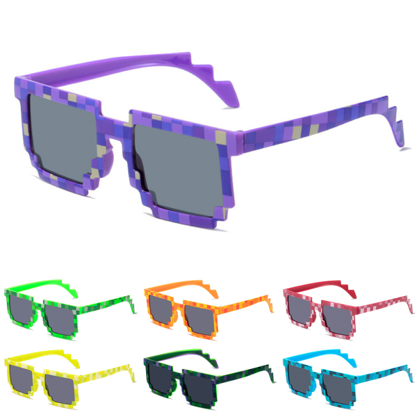 Minecraft Solglasögon Pixel UV Protect Gamer Solglasögon Vuxen Purple