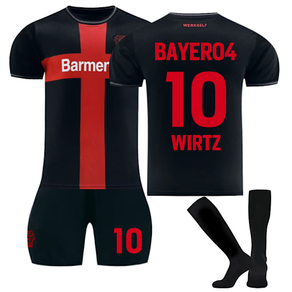 Fotbollströja för barn, 2023-2024 Leverkusen Hemmatröja #10 Wirtz Fotbollsset Pojkar Träningsdräkt 18