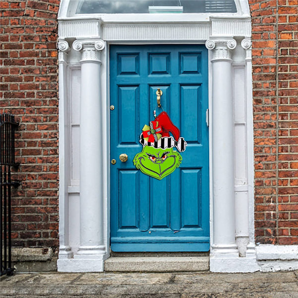 Jul Grinch Trä Dörr Hängande Skylt Gård Veranda Fönster Deko Dot