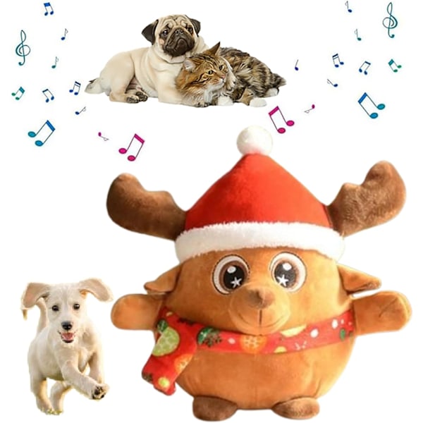2024 Nya Interaktiva Hundleksaker Pratande Rörlig Hundboll Leksak Cartoon Gris Plysch Ljud Elektronisk Vallning Boll för Hundar Skaka Studsa Tråkighetsleksaker Christmas Deer