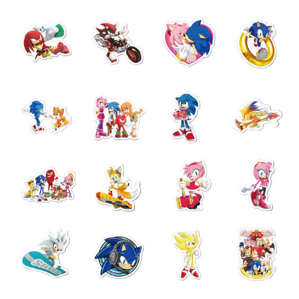 50 st Anime Sonic The Hedgehog klistermärken för barn
