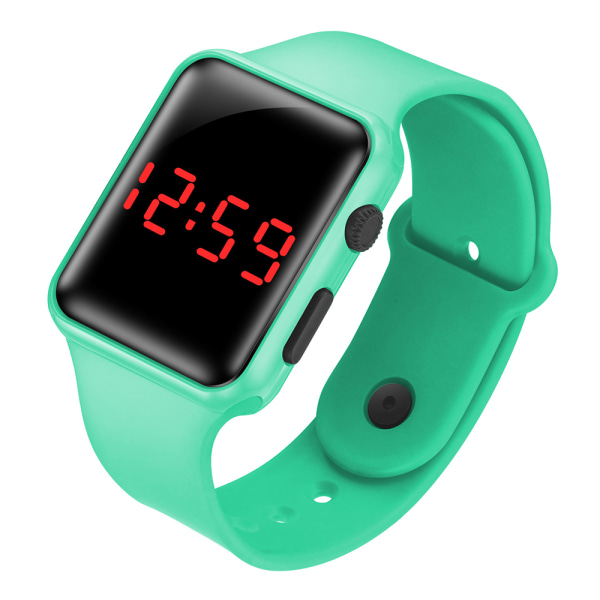 Kids Sport gummirem fyrkantig LED elektronisk watch Mint green color