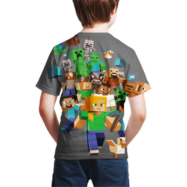 Pojkar Barn Casual Kortärmad Skjorta Cartoon Minecraft T-shirt B 120cm