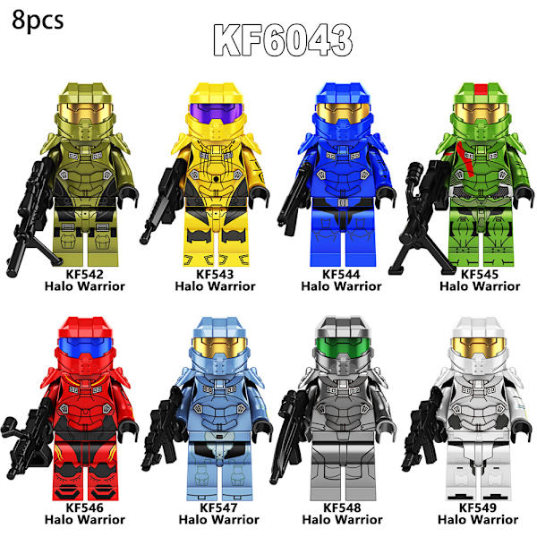 8 st/set Halo Warrior Actionfigurer Byggklossar Leksakstårta Topper Dekorationer Present 8PCS