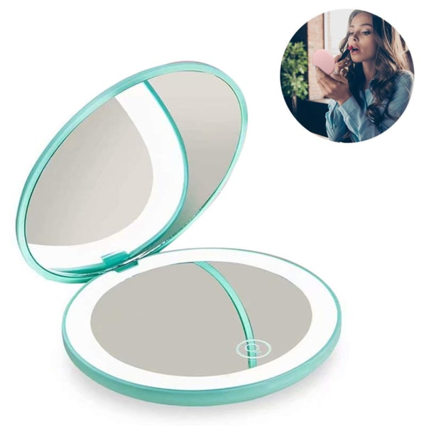 Kompakt spegel med 10X förstoringsspegel Dimbar pekskärm Green