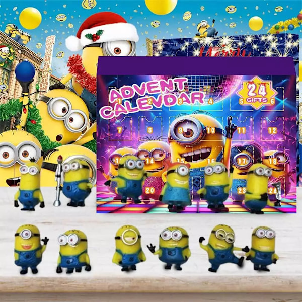 Despicable Me Minions Adventskalender 2024, Julkalender för Barn Semesterräknare 24 Dagar Figur Blind Box Hem & Samlarobjekt för Fans A