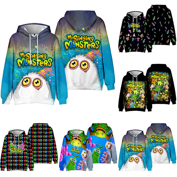 Pojke Flicka 3d Hoodie Höst Vinter Mina Sjungande Monster Tröja B 160cm