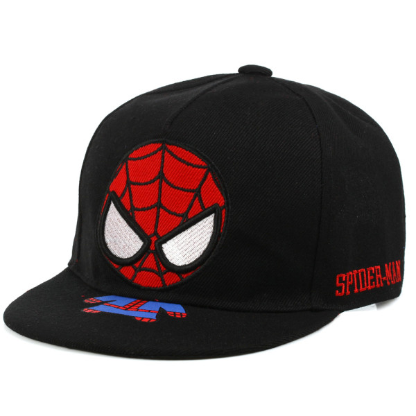 Tecknade Spiderman-hattar för Snapback Hip Hop- cap för barn Black