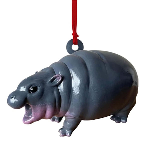 1 st. Söt Moo Deng Ornament Hängande Julgranspynt - Mini Unik Hängande Dekoration för Hemmet, Rustik Stil Dekorationspresent