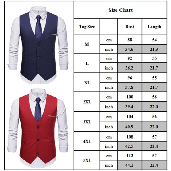Väst med smal kostym för män Casual Business-väst med tre knappar White XL  91bf | White | XL | Fyndiq