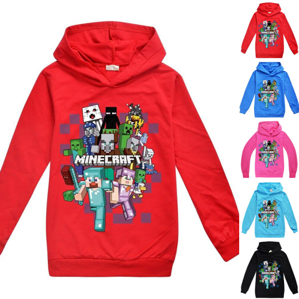Barn Minecraft Casual Hoodie Långärmad Sweatshirt Toppar red 140cm