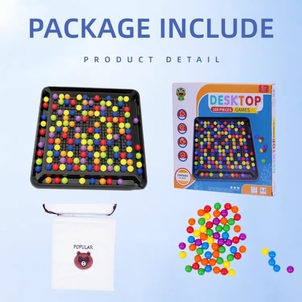 40 stk. Intellektuelt sjakkbrett - Strategiske brettspill Sjakkbrett med 40 regnbuefargede kuler, Morsomt bordspill Sjakkbrett for barn og voksne 40PCS
