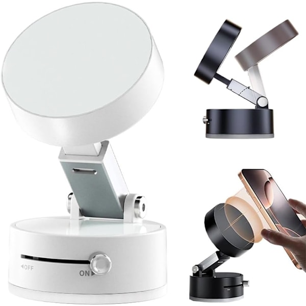 Magnetisk Telefonhållare med Vakuumfäste, Magnetisk Multifunktionell Hållare, Vikbar och Utdragbar Magnetisk Telefonhållare White