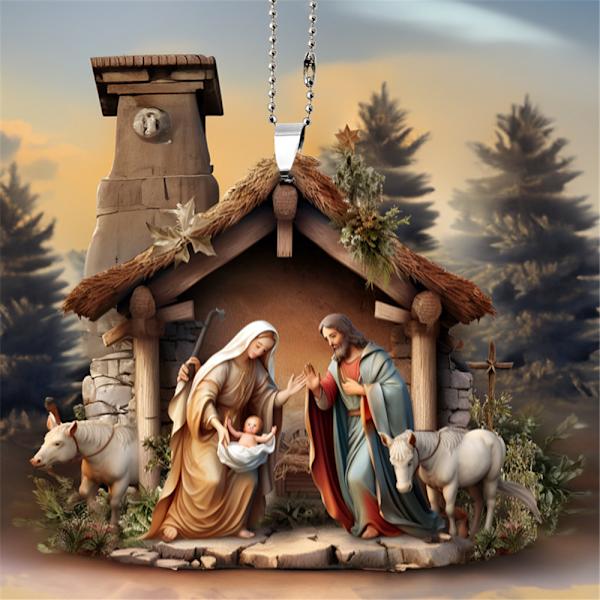 7-dels Julkrubba Ornament, Julhängande Dekoration för Träd, Julhängande Ornament 7PCS