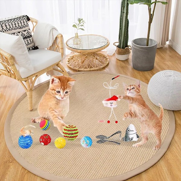 2024 Katt-Adventskalender - Julkalender med Leksaker för Kattungar med Fjäderleksaker och Klockbollar, 24 Stycken Interaktiva Lekpresenter