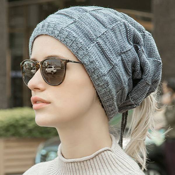 Talvi Syksy Unisex Villapaita Pipo Villa Neulottu Unisex Hattu gray