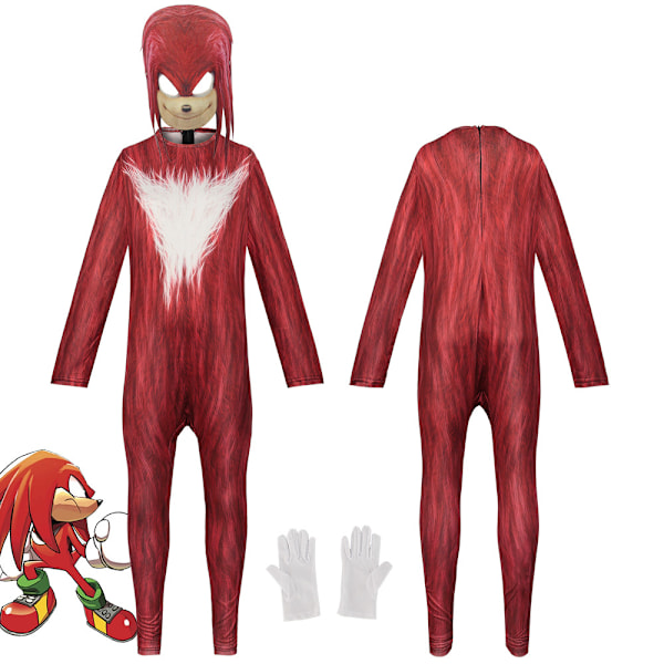 Sonic Hedgehog Cosplay -asu lapsille, pojille ja tytöille, juhla-asu päähineellä Red 110cm