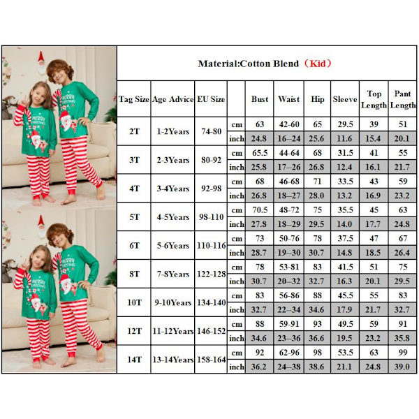 Familjematchande vuxenjulpyjamas Xmas nattkläder set Kids 8T