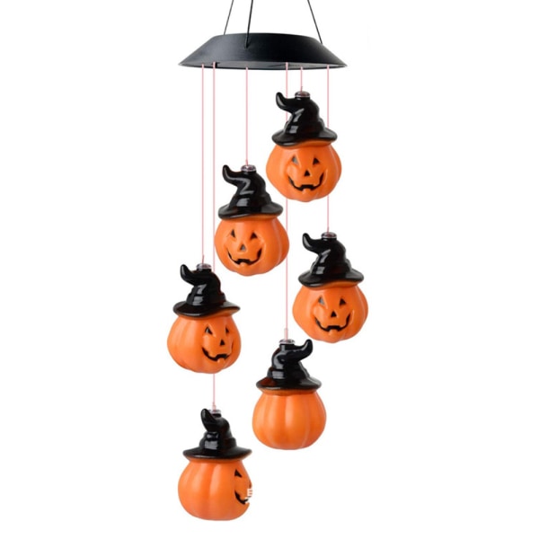 Solcells Halloween Pumpa Dekor Ljus Vindspel Ljus Utomhus