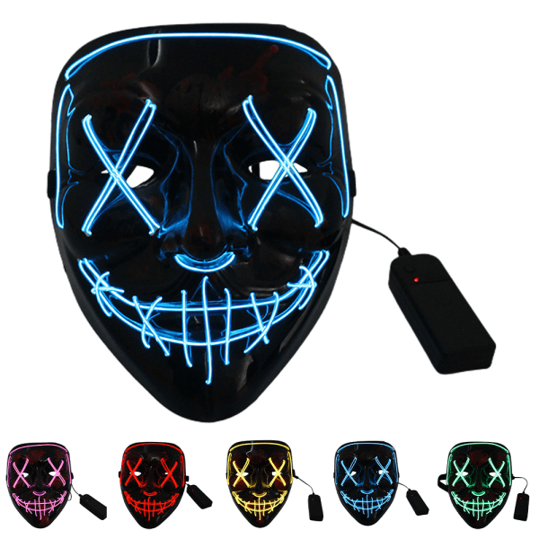 Halloween Mask LED Light up Mask för Halloween kostym Blue