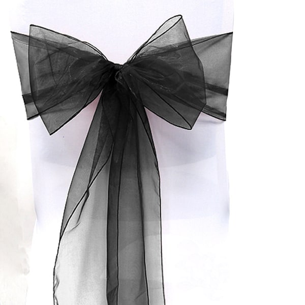 10 stk. Organza Stoltrekk Sløyfe Bryllupsdekorasjon Balck 10 PCS