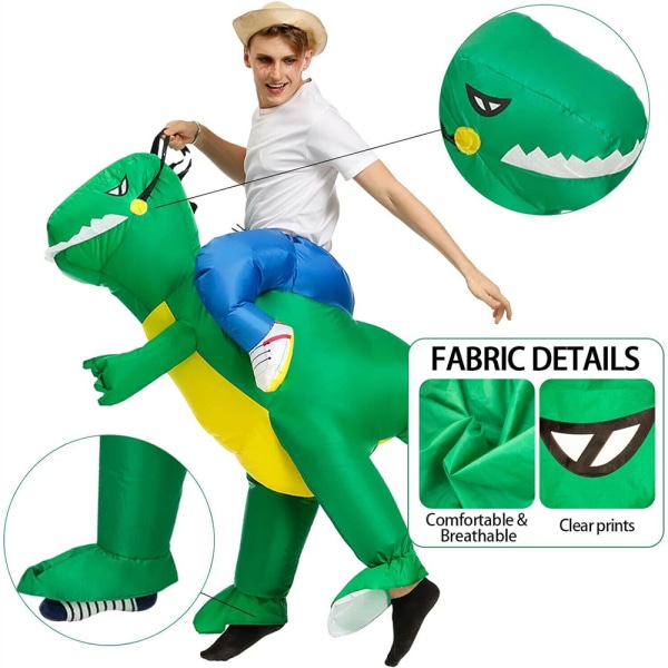Uppblåsbar dinosauriekostym för vuxen Blow Up Ride-on T-rex kostym Halloweenfest