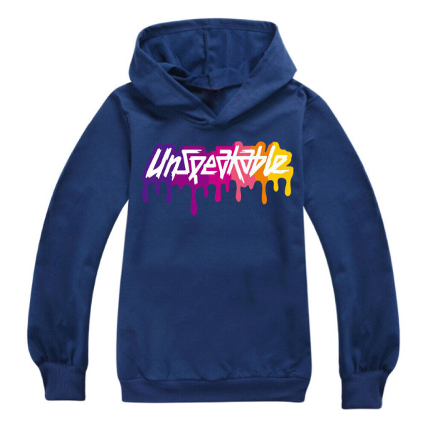 UNSPEAKABLE Tryckt Hoodie Barn Långärmad Sweatshirt Topp Navy blue 150cm