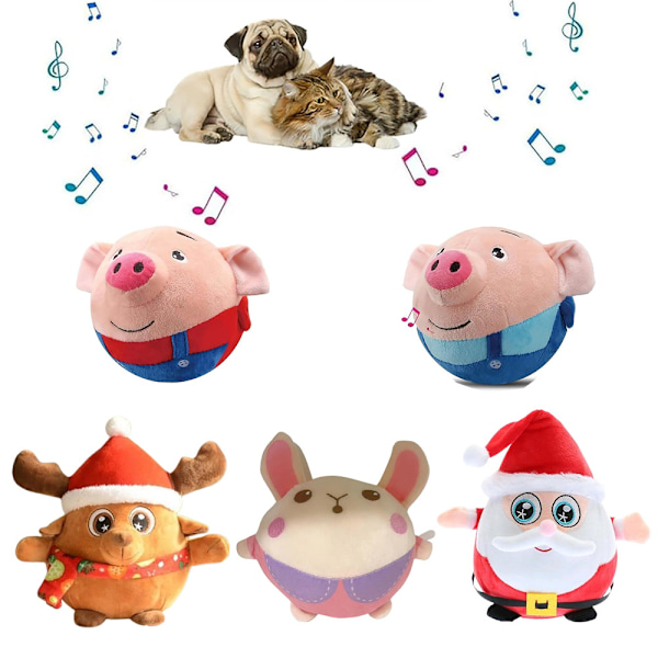 2024 Nya Interaktiva Hundleksaker Pratande Rörlig Hundboll Leksak Cartoon Gris Plysch Ljud Elektronisk Vallning Boll för Hundar Skaka Studsa Tråkighetsleksaker Red Pig