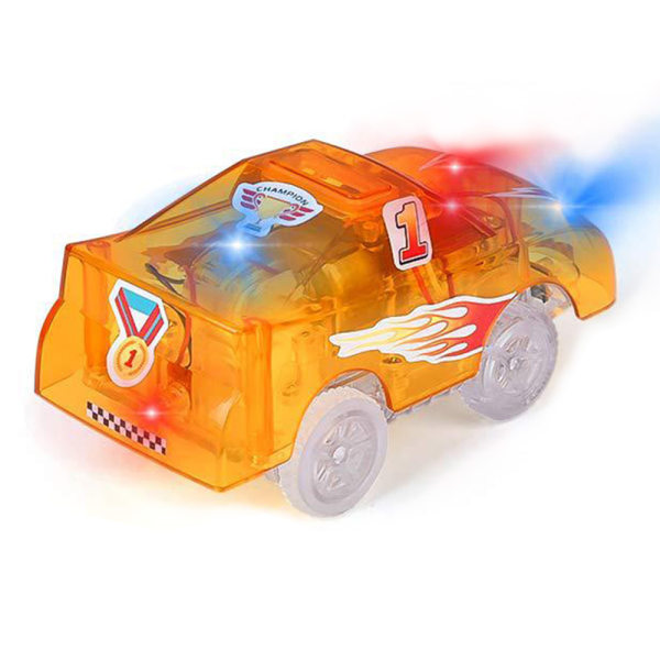 Transparent rälsbil lysande rälsleksak och ljusmotor för barnpojke yellow