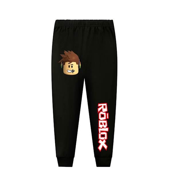 7-14 år barn pojkar flickor Roblox spel långärmad topp och byxor pyjamas set barn sovkläder outfit Black 160cm