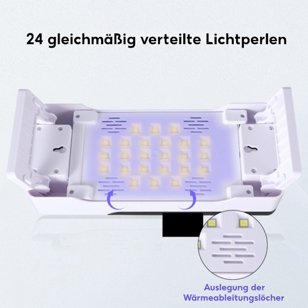 [3-dages forsendelse] Gel LED neglelampe - 3 timer tørretumbler - LCD-display - Hurtigtørrende neglekunstlampe - 72 W foldbar handske pude neglelampe, med 24 LED-lampeperler