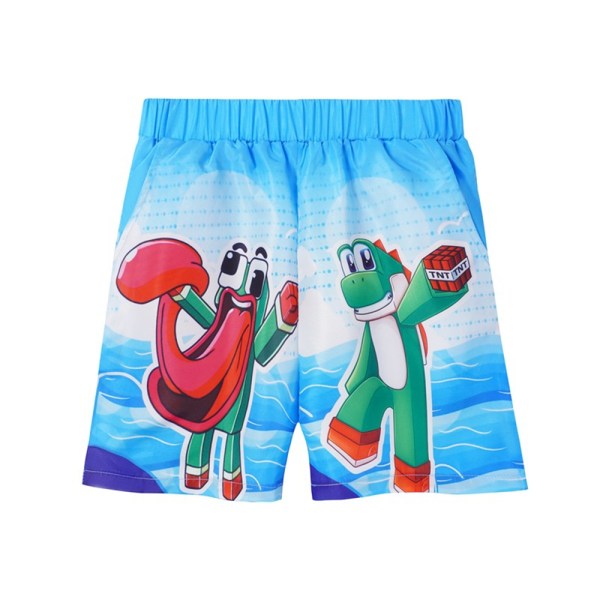 Kids Frog Tecknad Print Boys Beach Pants Shorts Light Blue 110cm