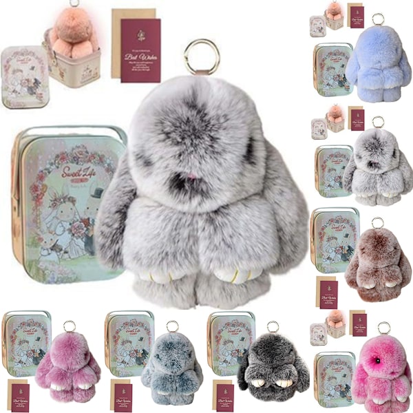 Nyckelring - BunnyLulu Nyckelring, Handgjorda Mjuka Pompom-Berlocker för Jul- och Födelsedagspresent Brown
