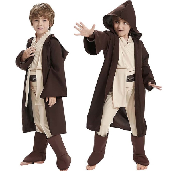 2024 Kids Boys Star Party Wars Obi Wan Kenobi Jedi Knight Outfit Cosplay kostym S
