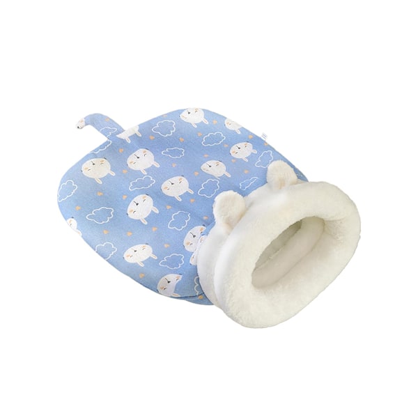 Sovsäck för inomhuskatter, Plysch Kattsäck, Fluffig Katttunnel Lugnande Sovsäckar Blue Rabbit
