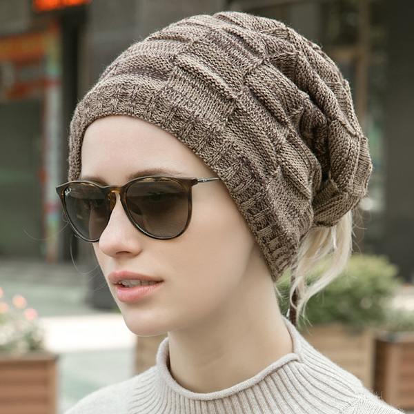 Talvi Syksy Unisex Villapaita Pipo Villa Neulottu Unisex Hattu khaki