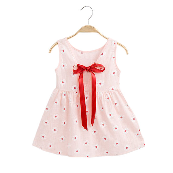 Småbarn Barn Baby Flickor Sommar Ärmlös Solklänning Prinsessa Blommig Strandklänning A 90cm