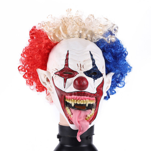 Explosiv lockigt hår Joker mask cosplay kostym maskerad