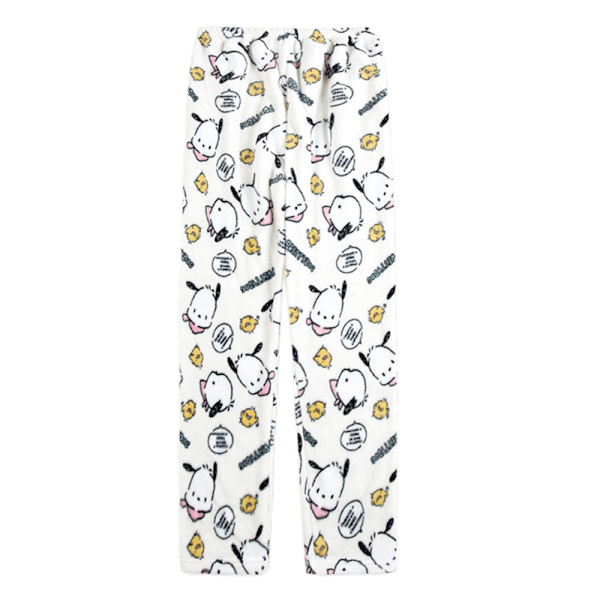 Naisten tyttöjen mukavat pyjamat sarjakuva-kuvioinen flanelli joulu anime uni pyjamahousut Off white 2XL