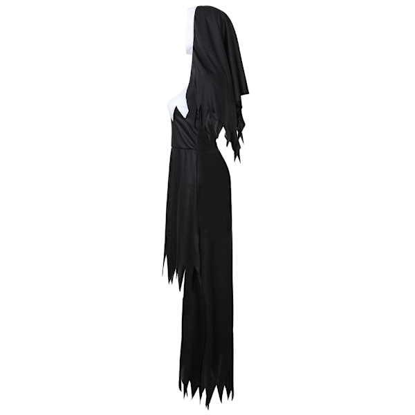 Halloween-nunndräkt, Skräck, Vuxen, Bakre Klänning, Uniform, Halloween Rollspel Tillbehör, Outfit 2XL