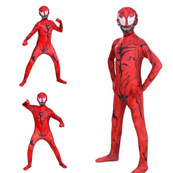 Barn Pojkar Röd Venom Cosplay Jumpsuit Halloween kostym 6-7 Years