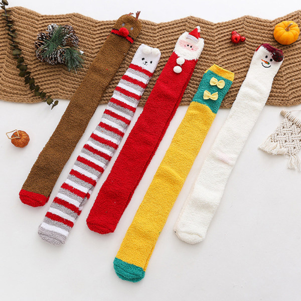 Julstrumpor Långa Korallfleece Strumpor Vinter snowman