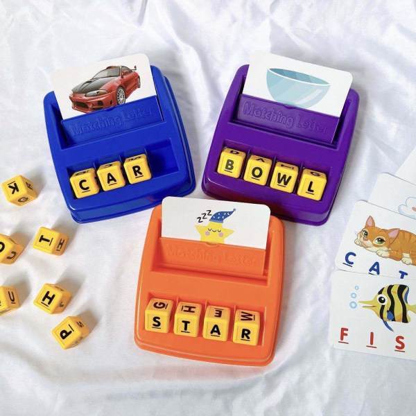 Alfabetets bokstav ord matchstavla för pojke pedagogisk leksak orange