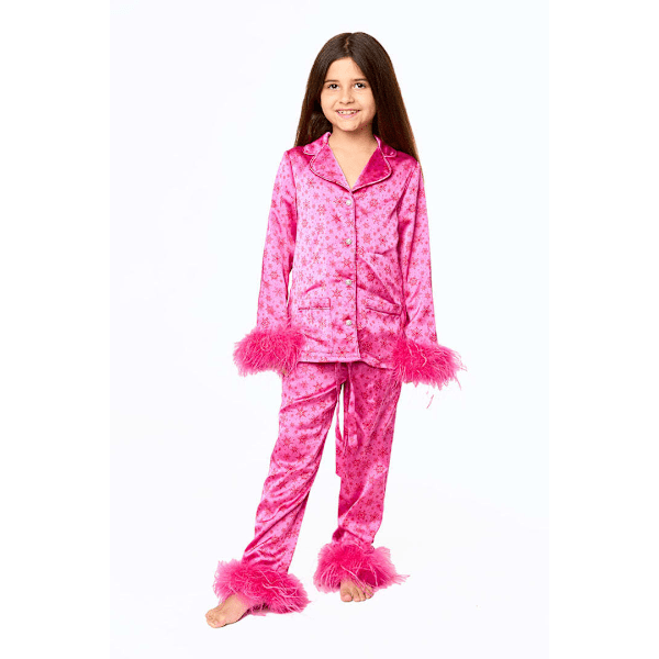 7-13 År Småbarn Flickor Pyjamas Julpyjamas För Små Flickor Små Barn Långärmad Sovkläder Knäppning Satin Pyjamas Set Snowflake 9T