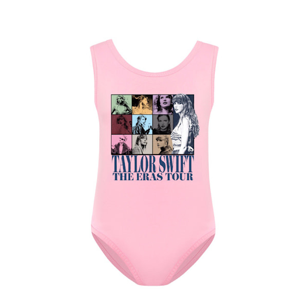 Taylor Swiftie Print Barnflicka En Delig Baddräkt Baddräkt Baddräkt Pink 130cm